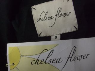 NWT Chelsea Flower  Silk Black $136 Purple trim Low cut neck 