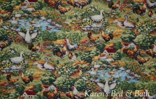 Country Farm Rooster Chicken Duck Pond Scenic Curtain Valance