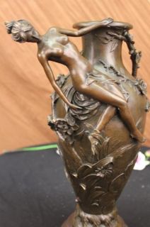 Vintage Fine Art Nouveau Vase Bronze Sculpture Statue by Moreau Marble 