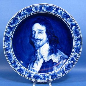 E618 King Charles I of England on 16 Delft Wall Plate Porceleyne Fles 
