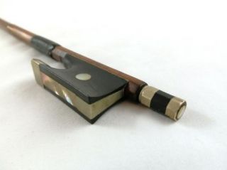 Old Vintage Wooden Violin Bow Mother of Pearl & Copper From Estate 22 