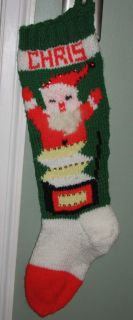 Personalized Christmas Stocking Chris Hand Knit Jack in The Box Santa 