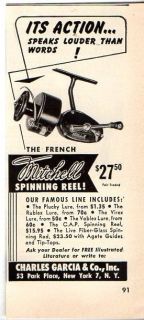 1951 Vintage Ad Mitchell Fishing Reels The French Charles Garcia Co.