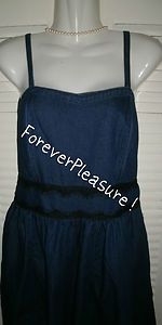 Cute and Glam Chesley Denim Jean Lace Dress Large Dark Blue Black 