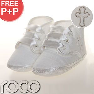 Baby Boys Shoes Ivory Cross Christening Soft Sole Shoes Age 0 12 