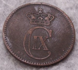 1875 Denmark 5 Ore King Christian IX Porpoise KM794 1