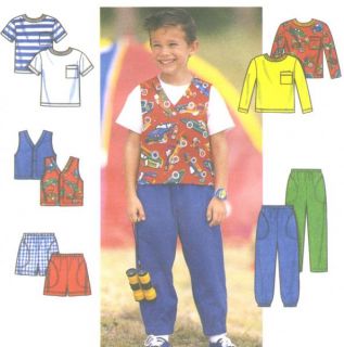 Childs Top Vest Pants Shorts Sewing Pattern Knit Neck Band Elastic 