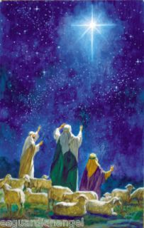 Shepherds Advent Calendar Christmas Card 5 by 7 w Advent Prayer 