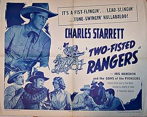 Two Fisted Rangers Charles Starrett Western 22x28 Half Sheet Poster 