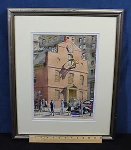 Antique 1941 *Charles Demetropoulos* Boston Old State House Watercolor 