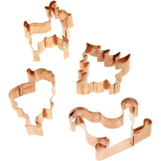   Road 4Pc Christmas/Holiday Tree/Santa/Sleigh Cookie Cutter Set Copper