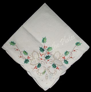 Lenox China Holiday 4 Cotton Napkins Embroidered Cutwork NIP High End 