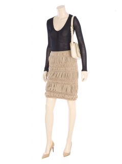 Burberry Porsum Mink High Waisted Fitted Ruched Stretch Skirt Size 40 