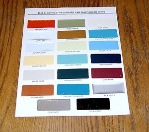 1956 Chevy Paint Chip Chart All Original Colors