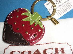 Coach Chocolate Covered Strawberry Key Chain Fob NWT 62938 Heart