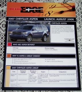 2007 Chrysler Aspen Dealer Only Product Literature Brochure 2 Sided 