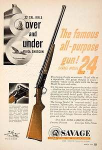 1953 Ad Savage .22 Caliber Rifle Chicopee Falls .410 Gauge Shotgun 