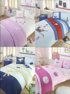 Childrens Embroidered 4 Piece Bed Sets   Butterfly/Cupcake/Pirate 