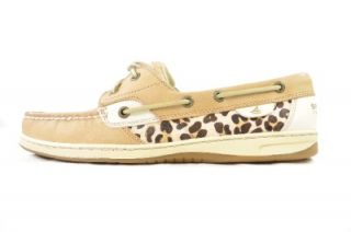 Sperry Bluefish 2 Eye Linen and Leopard Print Boat Shoes