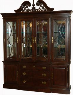 rich cherry solid wood breakfront china cabinet this china cabinet is 