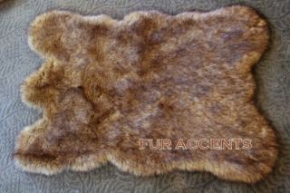 Plush Wolf Skin Area Rug Faux Fur Accent Fake Sheepskin Coyote Pelt 