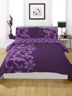 Chelsea Duvet Cover Bed Set Black Brown Red or Purple