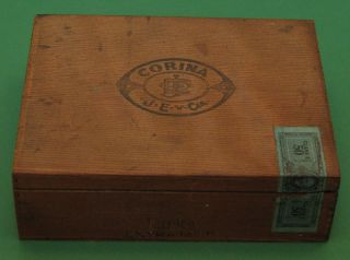 Antique Cedar Wood Cigar Box Corina Larks Extra Mild 12 Cents Early 
