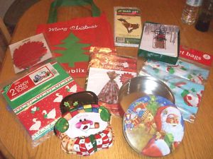 Large Lot Christmas Cookie Bags Tin Yard Art Gift Cards