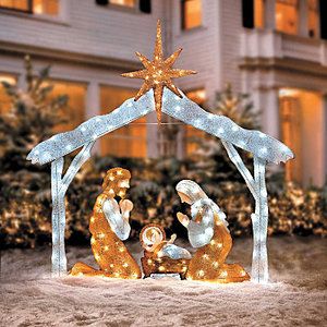    CHRISTMAS LIGHTED NATIVITY SCENE STAR LED LIGHTS YARD DECORATION