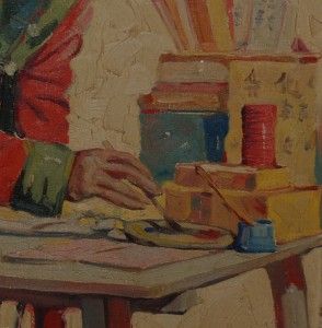 Irving Sinclair 1895 1969 Portrait of A Chinese Artist Oil Painting 