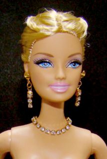   Barbie Doll Necklace Earrings Set w Clear Swarovski Rhinestones