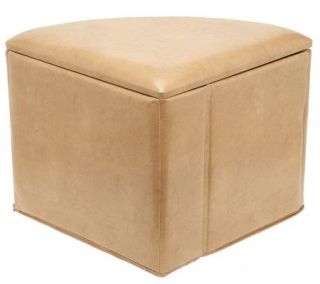 Faux Leather 1/4 Round Fold Up Storage Ottoman by Valerie —