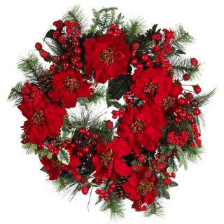 24 Christmas Door Wreath Silk Poinsettia Wreath