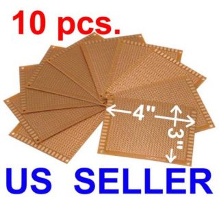 Ten 3x4 Prototyping PCB Printed Circuit Board Prototype Breadboard
