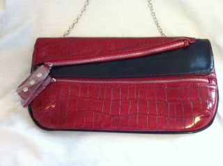 Chocolate New York Black and Red Alligator effect Chain strap Shoulder