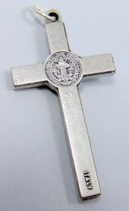  Benedict Crucifix Pendant Medal Silver Gilded Cross Exorcism Saint 1