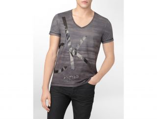 Calvin Klein Mens CK One V Neck Graphic T Shirt