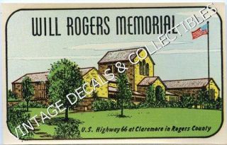 Vintage Will Rogers Memorial Claremore Oklahoma Highway 66 Travel