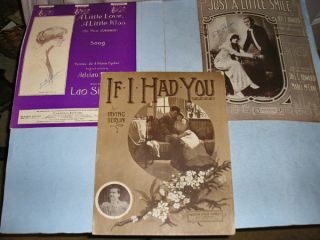 14 Pieces Vintage 1910s Large Format Sheet Music, pretty covers