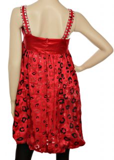 New Chic Grove Womens Sexy Red Leopard Tunic Mini Dress Sz M 10 Medium