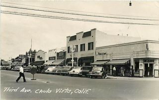 CA, Chula Vista, California, RPPC, Third Avenue, Piggly Wiggly, 50s