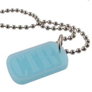 glow in the dark ctr dog tag glows in the dark and is on a ball chain