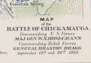 Chickamauga 1863 Civil War Battlefield Map Georgia Tennessee Hand