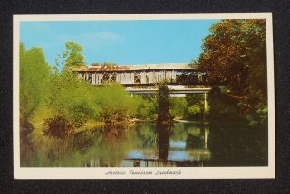 1950s Port Royal Covered Bridge Clarksville TN Montgomery Co Postcard