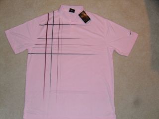  Dri Fit Staycool Jetstream Plaid Polo Shirt Pink $65 Tiger Cink