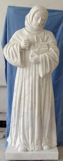 Hand Carved Marble Monument Statue Saint Bernard of Clairvaux