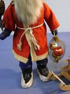 CHR110 * SANTA CLAUS & SLEIGH FILLED WITH TOY CHRISTMAS ANTIQUE GERMAN