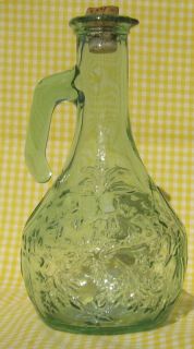 Harry David Libbey Pressed Glass Olive Grove Cruet Syrup Pitcher LG