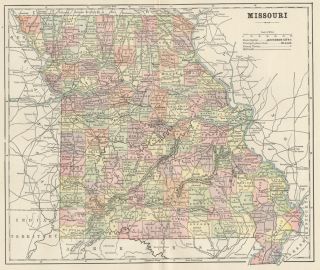  Map Authentic 1892 Counties Cities Towns Railroads Topography
