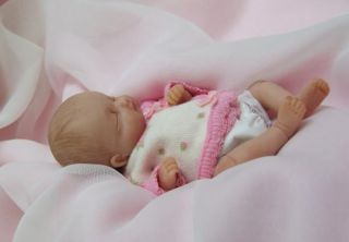 OOAK Sculpted Baby Girl Polymer Clay Art Doll Collectible Poseable